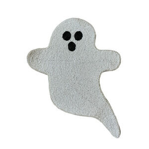 Tahari Beaded White Ghost Placemat Charger 17in Chic Halloween Decor NEW